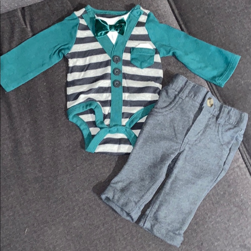 Newborn Fancy Long Sleeve Onesie and Pant Set